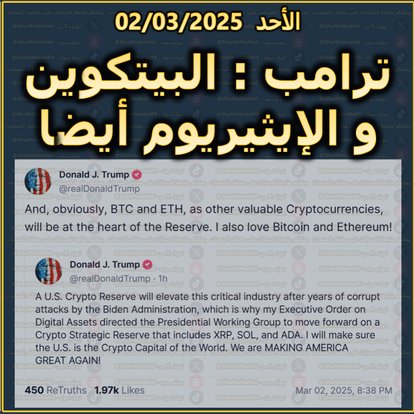 احتياطي عملات مشفرة في امريكا يتضمن بيتكوين وايثيريوم ايضا