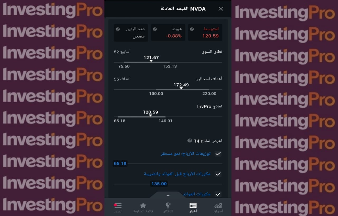 القيمة العادلة من إنفستنغ برو