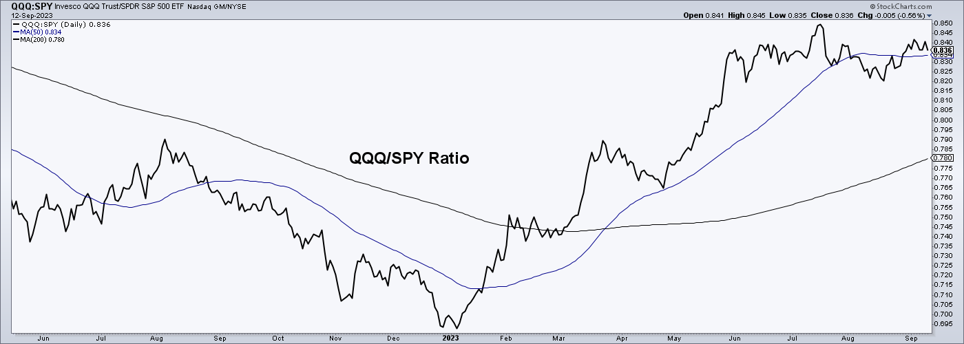 QQQ/SPY الرسم البياني اليومي لنسبة