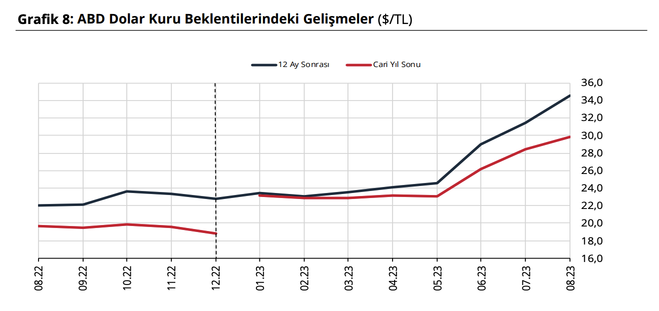 توقعات سعر الصرف (المصدر: البنك المركزي التركي)
