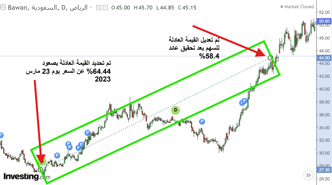 رسم بياني للقيمة العادلة لسهم بوان - InvestingPro