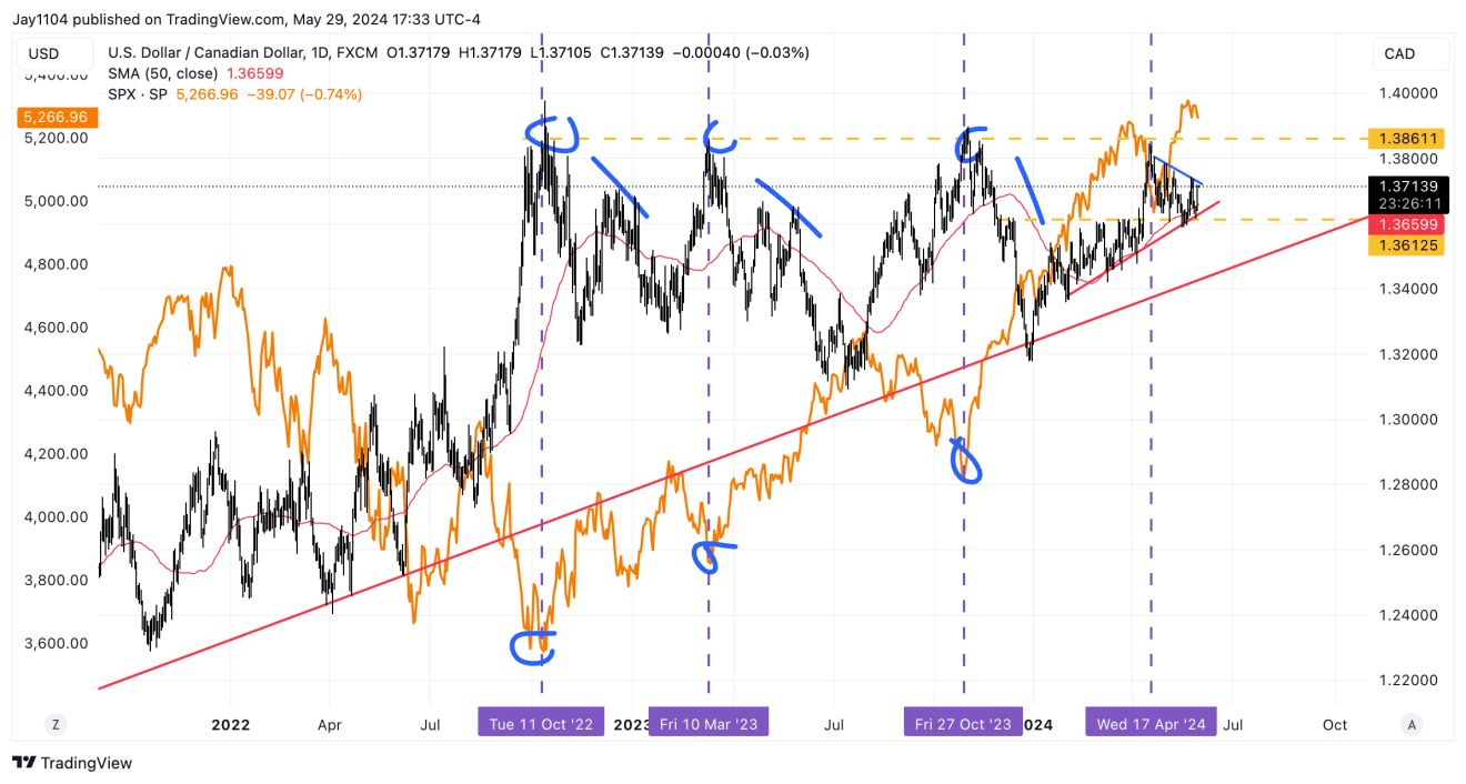 USD/CAD-الرسم البياني اليومي